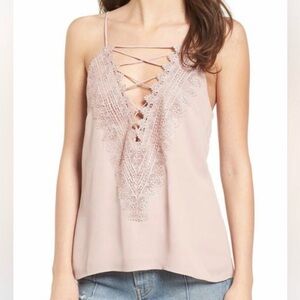 WAYF Posie Lace-Up Strappy Tank Dusty Rose